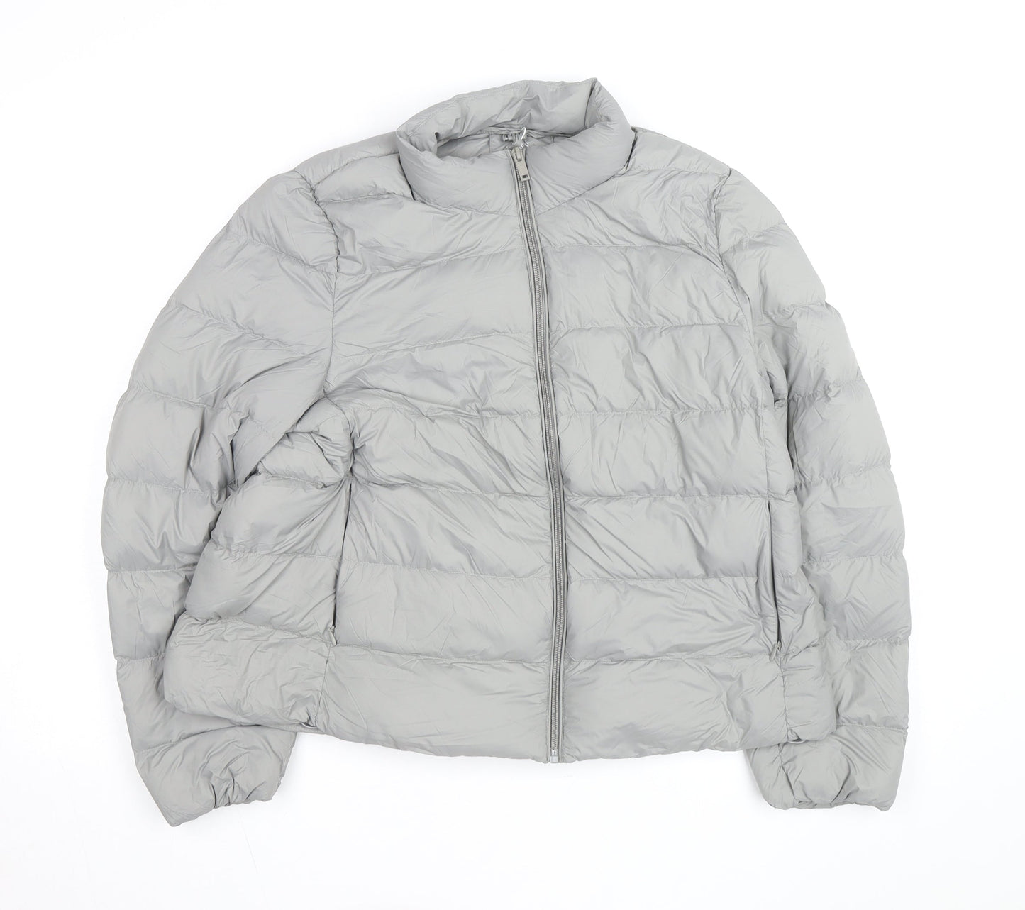 Marks and Spencer Women’s Grey Puffer Jacket Size 16 Full Zip Down