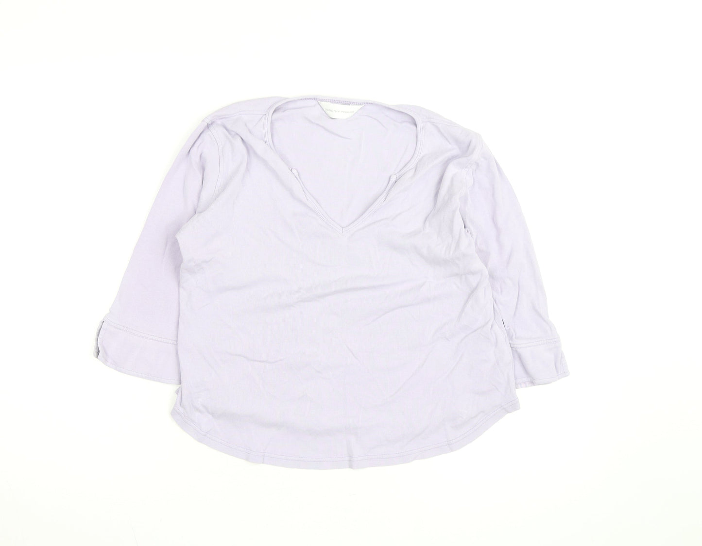 Dorothy Perkins Women Purple Cotton V-Neck 3/4 Sleeve Tunic Blouse M