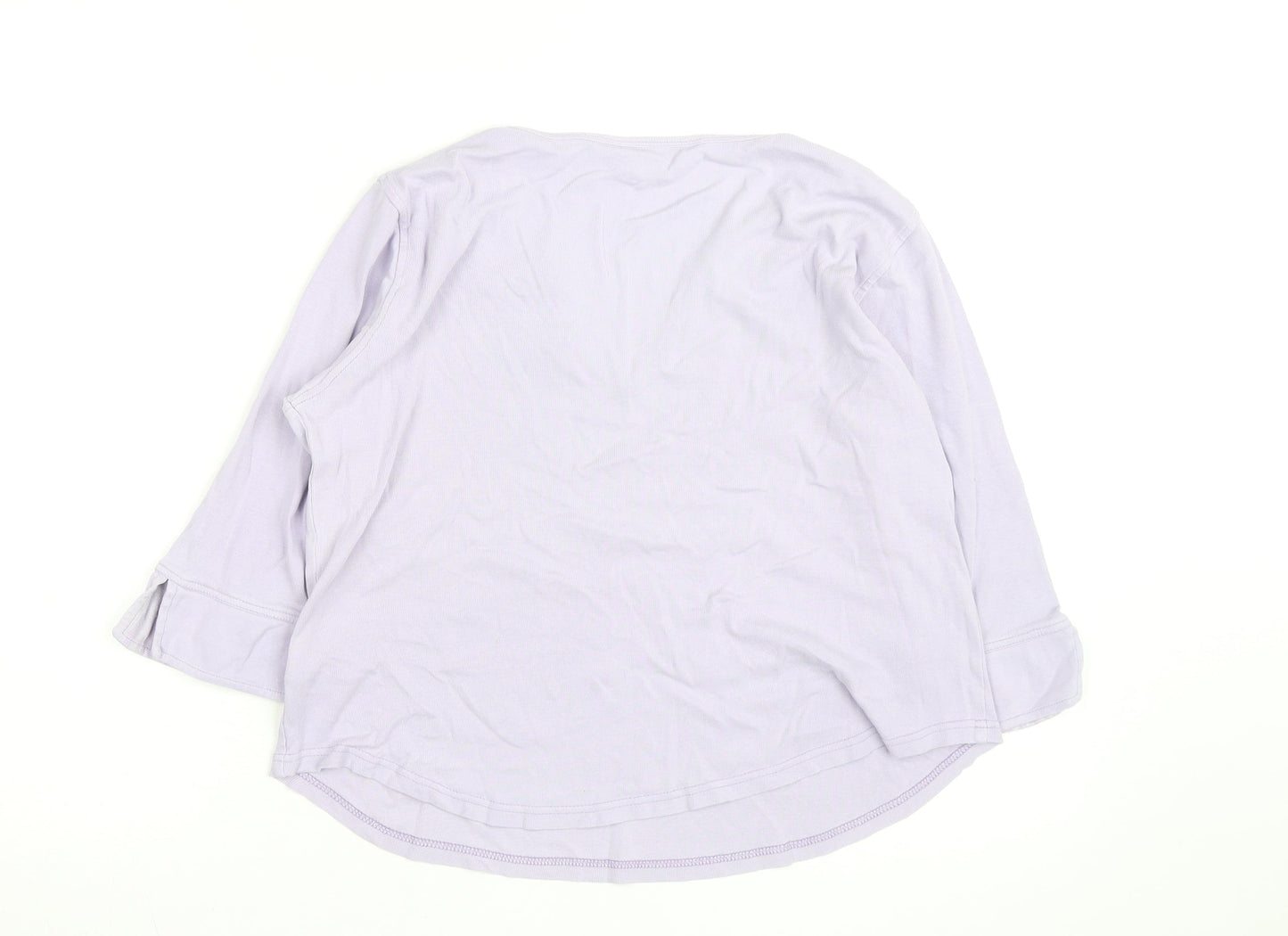 Dorothy Perkins Women Purple Cotton V-Neck 3/4 Sleeve Tunic Blouse M