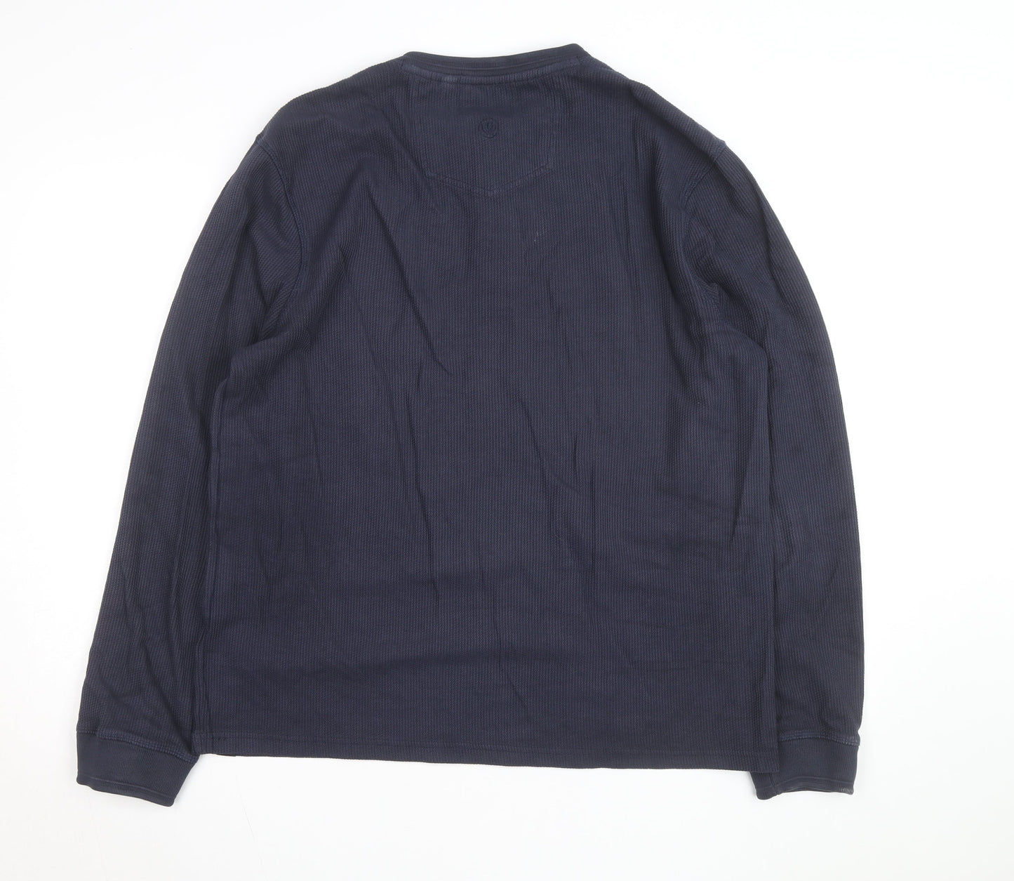FatFace Men's Blue Cotton Henley Long Sleeve Casual Shirt Size L