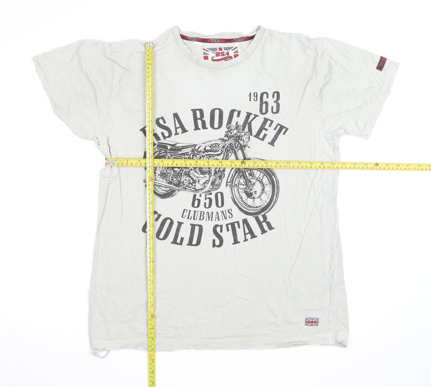 BSA Men's White XL Graphic Motorcycle T-Shirt Retro Style