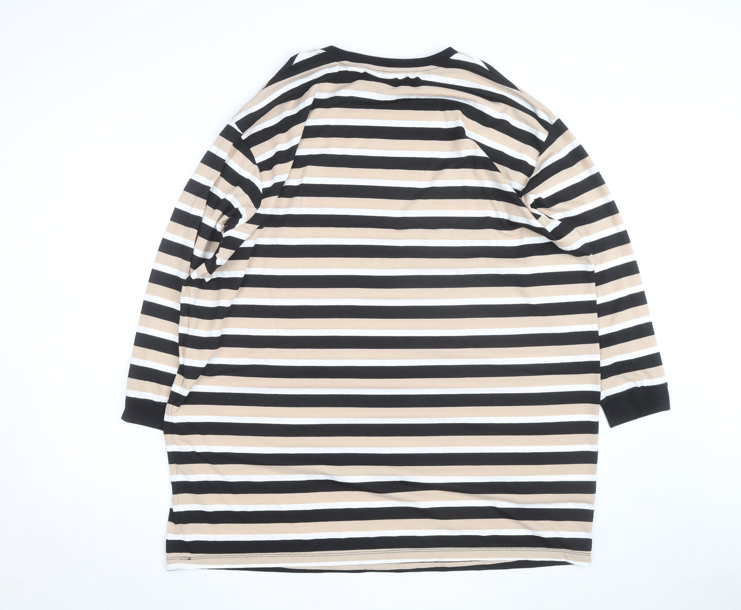 ASOS Women’s Beige Striped 3/4 Sleeve Basic T-Shirt Size 10