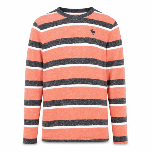 Abercrombie & Fitch Boys Orange Striped Pullover Jumper 15-16 Years Crew Neck Knit
