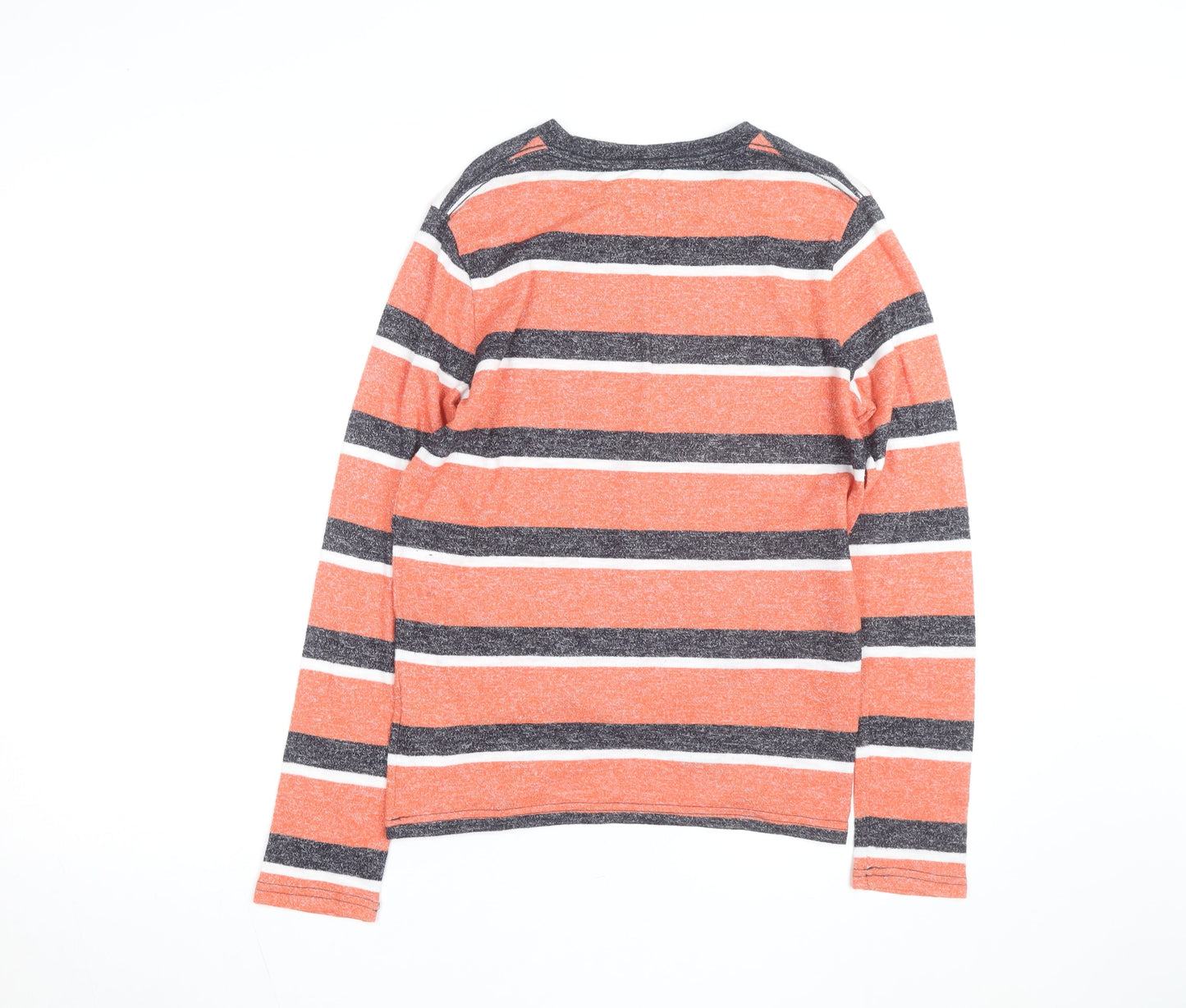 Abercrombie Boys Orange Striped Pullover Jumper 15-16 Years Crew Neck Knit