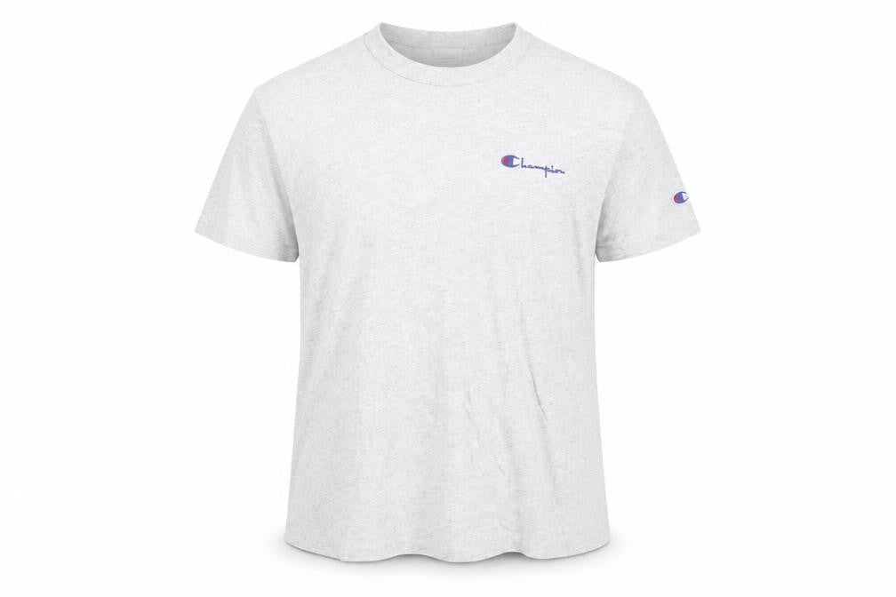 Champion Men's Grey Small Crew Neck Logo T-Shirt