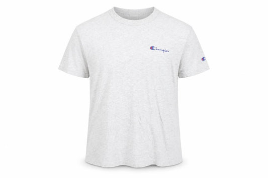Champion Men's Grey Small Crew Neck Logo T-Shirt