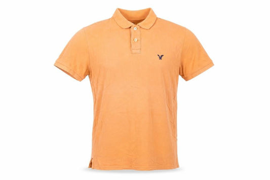 American Eagle Men's Orange Classic Fit Cotton Polo Shirt M