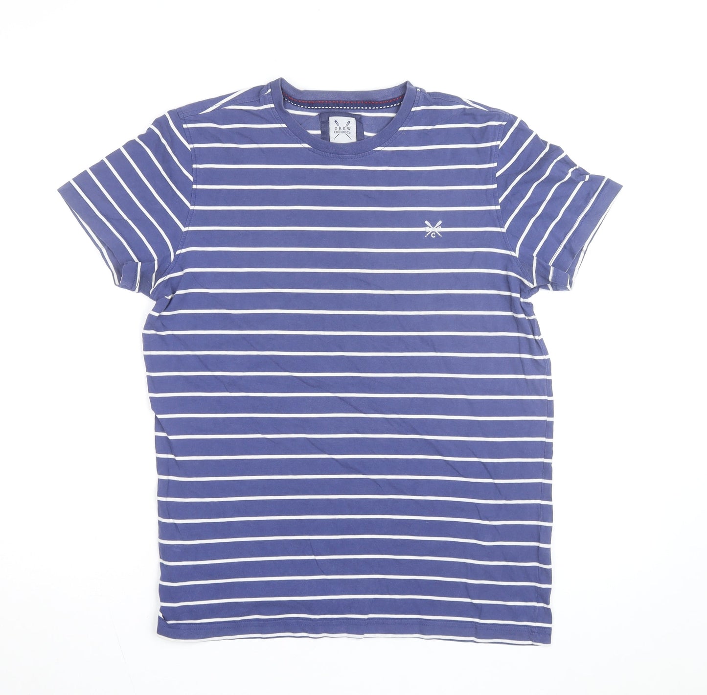 Crew Clothing Co. Men's Blue Striped Cotton Crew Neck T-Shirt Size S