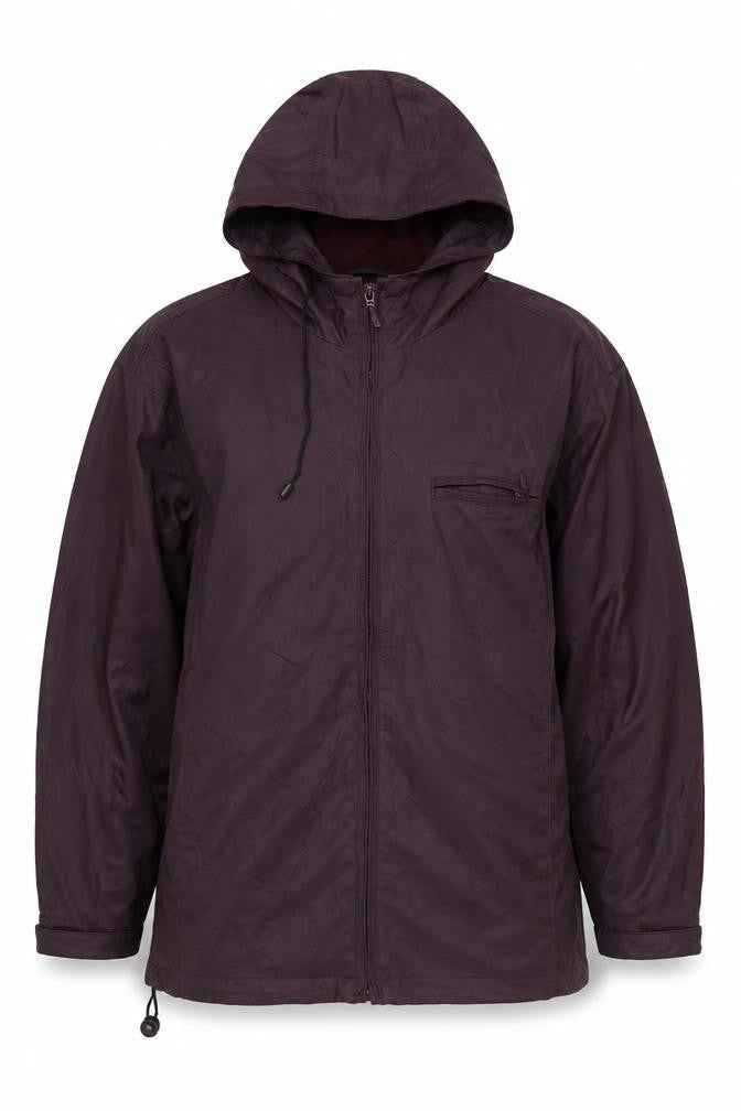 Basic Editions Men's Purple Hooded Nylon Windbreaker Jacket L