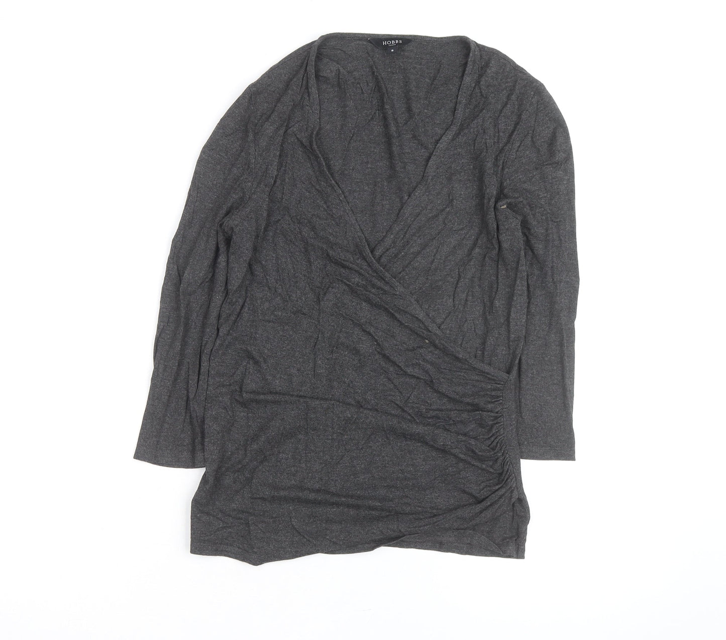 Hobbs Women’s Grey Wrap Jersey Blouse Long Sleeve Size S