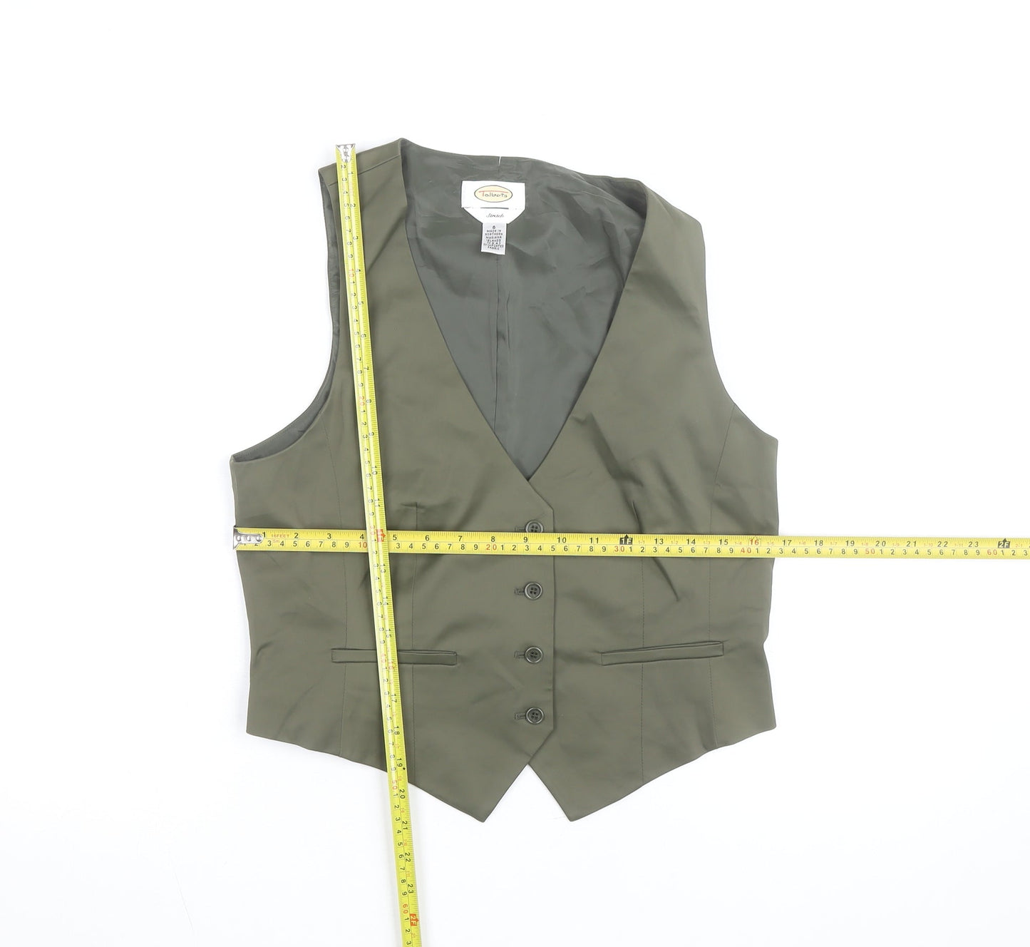 Talbots Women Khaki Green Suit Waistcoat Size 10 Stretch Classic Fit