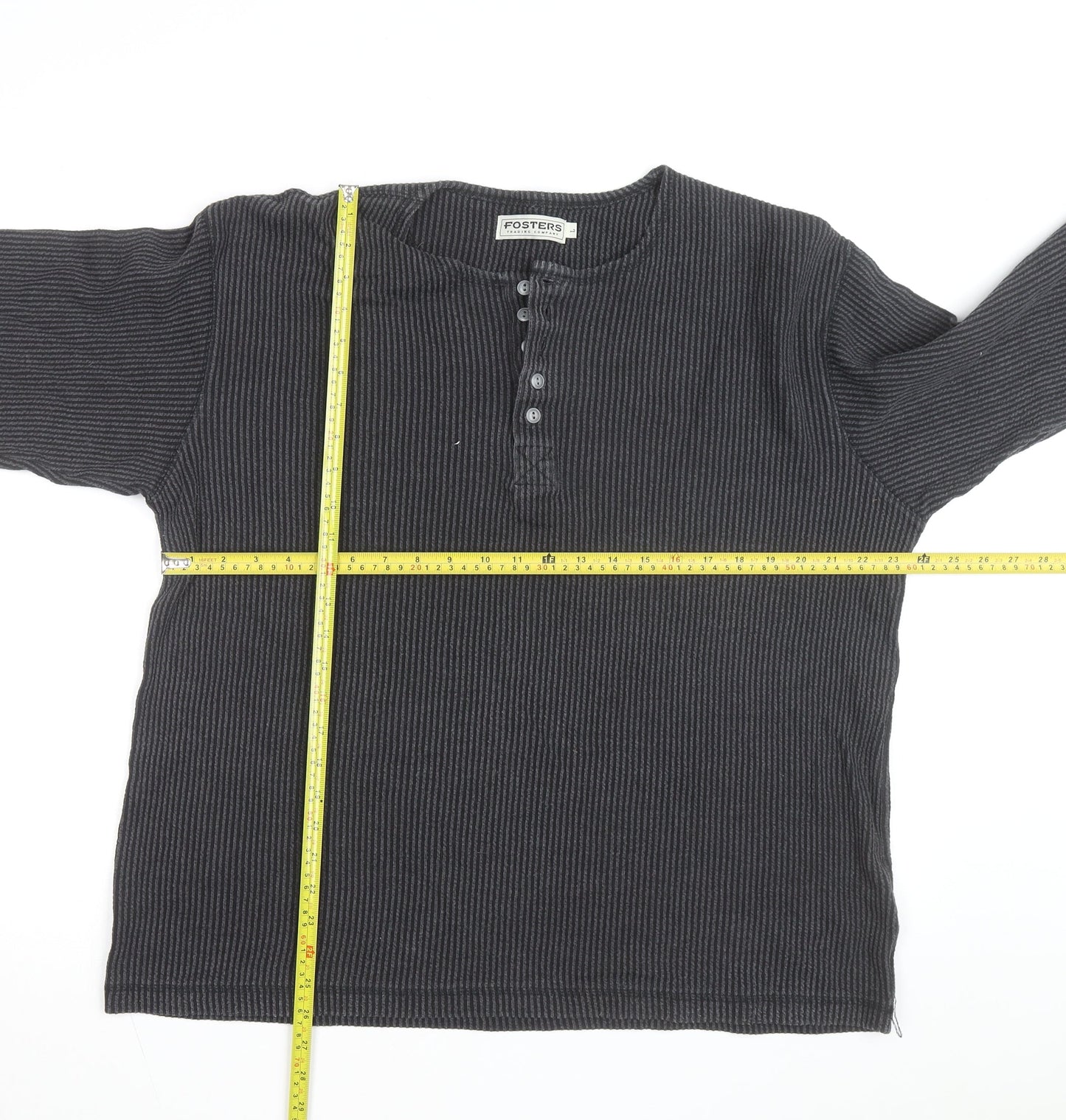 Fosters Trading Company Men's Grey Henley Jumper Size L