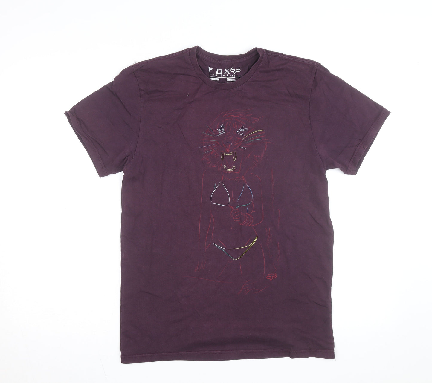 Fox Men's Purple Slim Fit Graphic Animal T-Shirt Size M