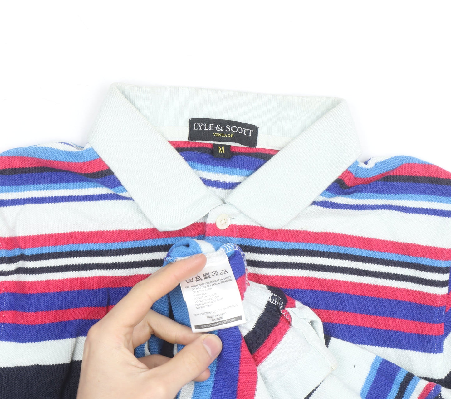 Lyle & Scott Men’s Multicoloured Striped Cotton Polo Shirt M