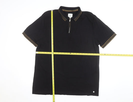 Next Men’s Black Zip Collar Short Sleeve Polo Shirt XL