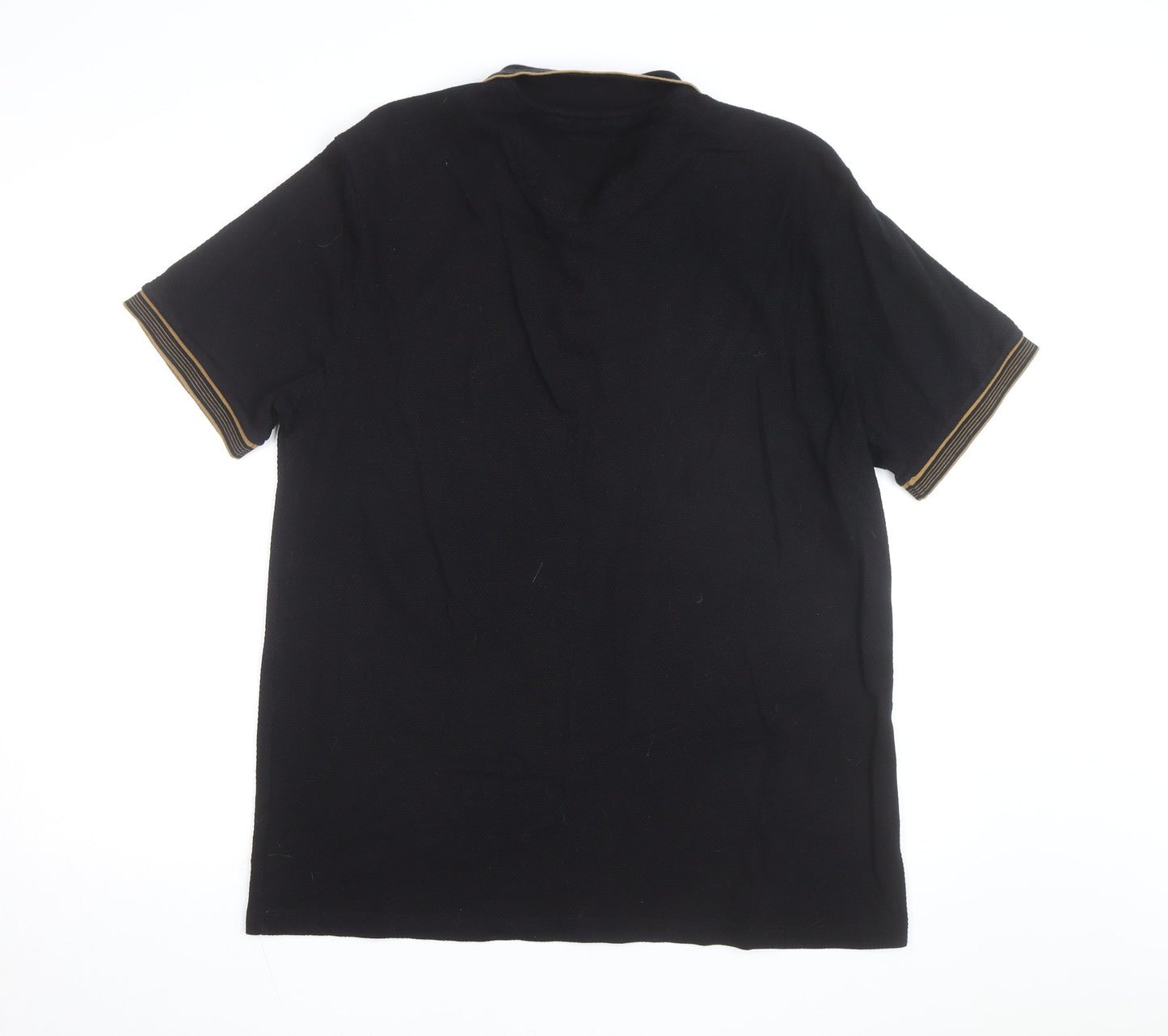 Next Men’s Black Zip Collar Short Sleeve Polo Shirt XL