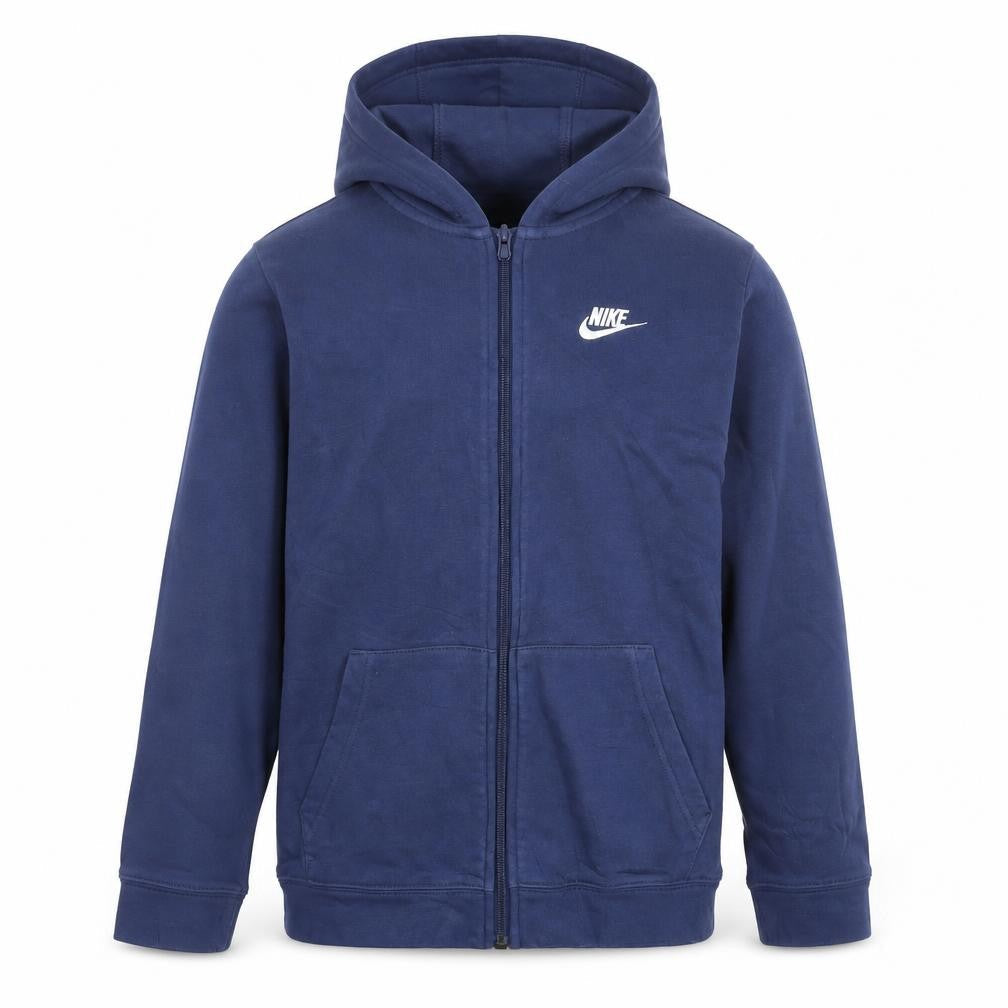 Front view of Nike boys’ navy full zip hoodie xl 158-170cm cotton blend sportswear