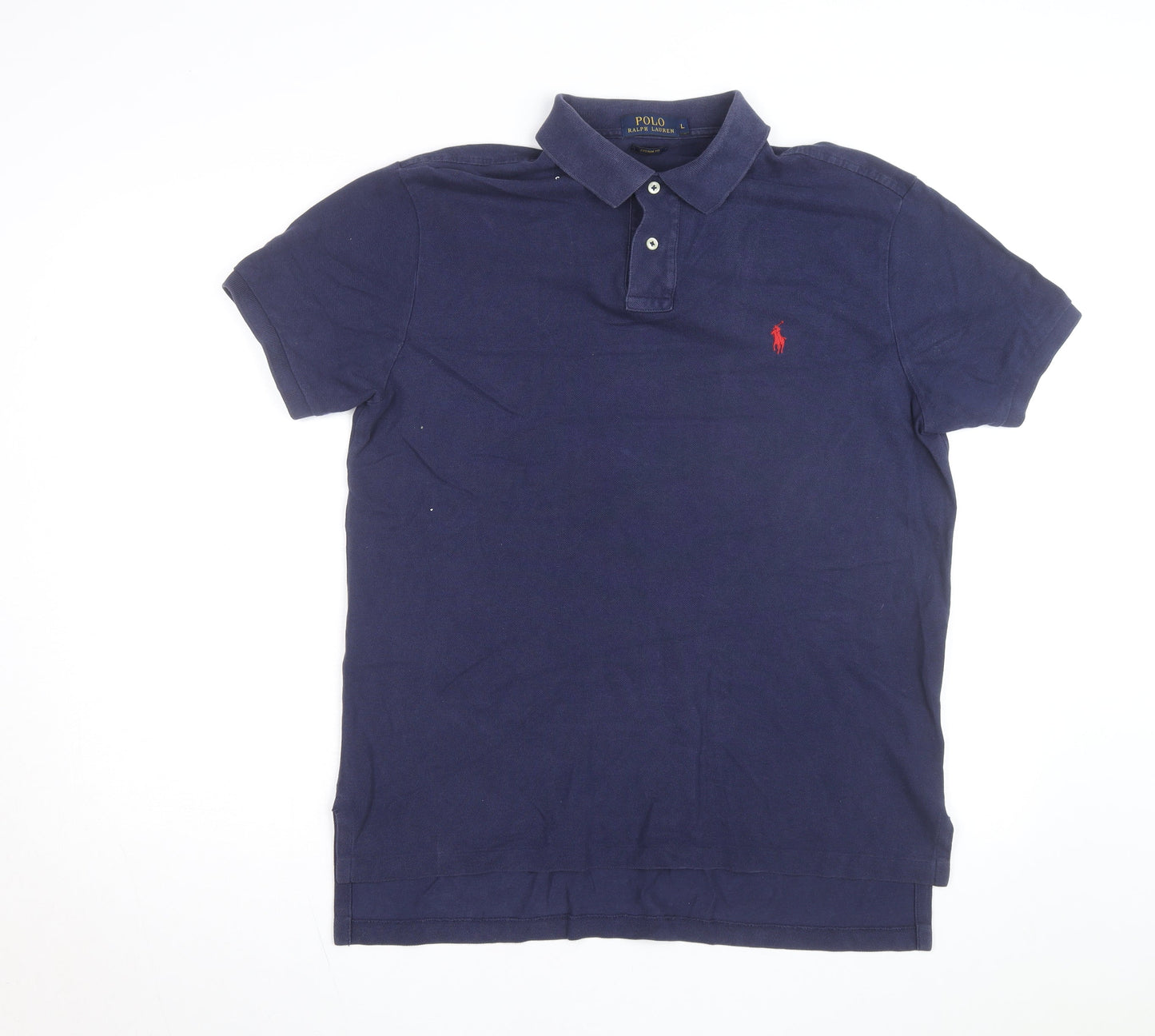 Ralph Lauren Men's Blue Custom Fit Polo Shirt L Short Sleeve Cotton
