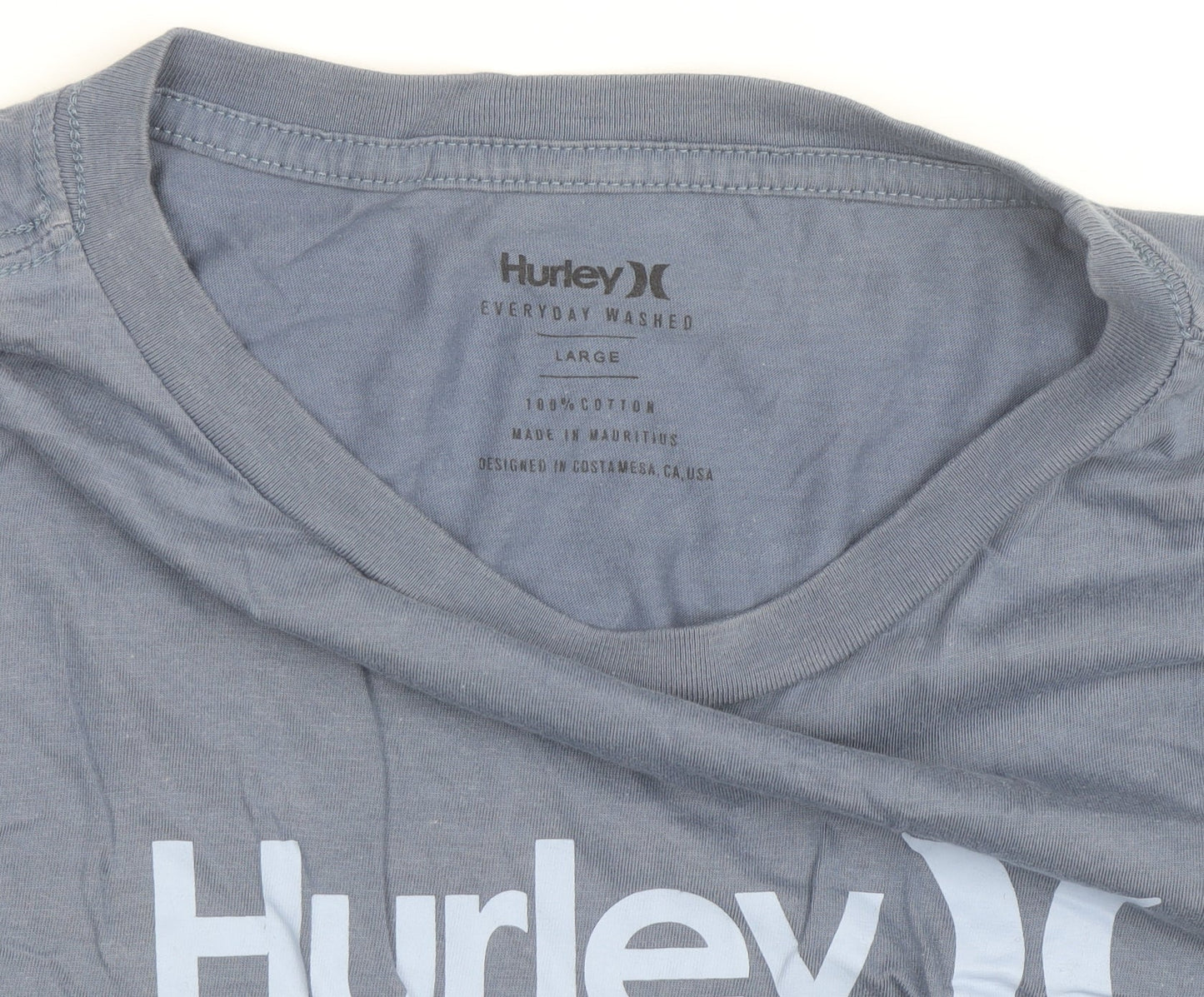 Hurley Men's Blue Large Everyday Washed Cotton Crew Neck T-Shirt