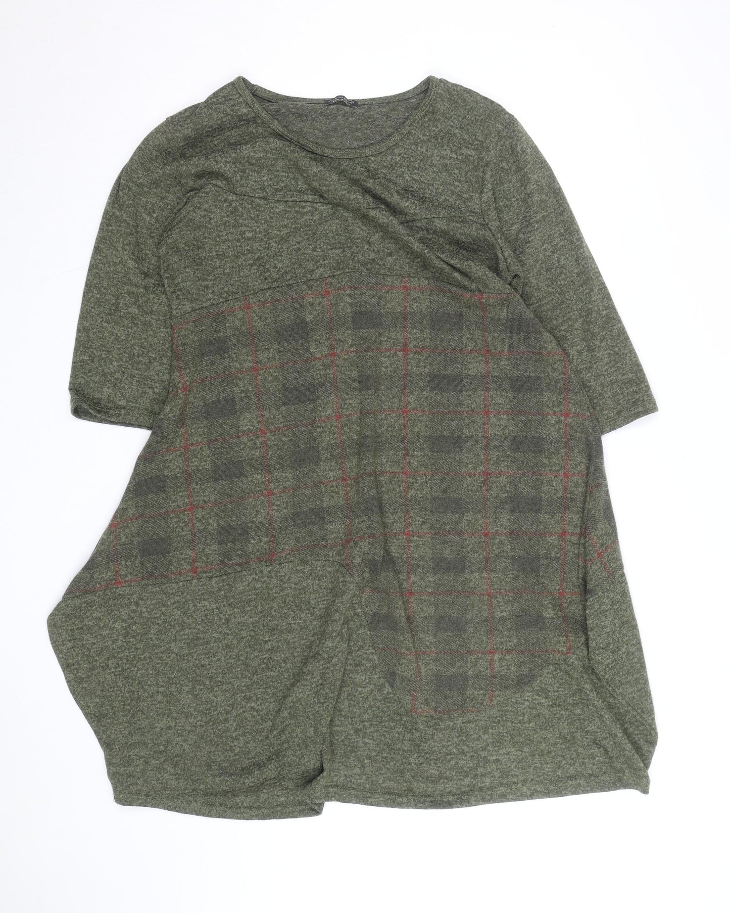 Luca Vanucci Women’s Green Check A-Line Knit Dress Size M