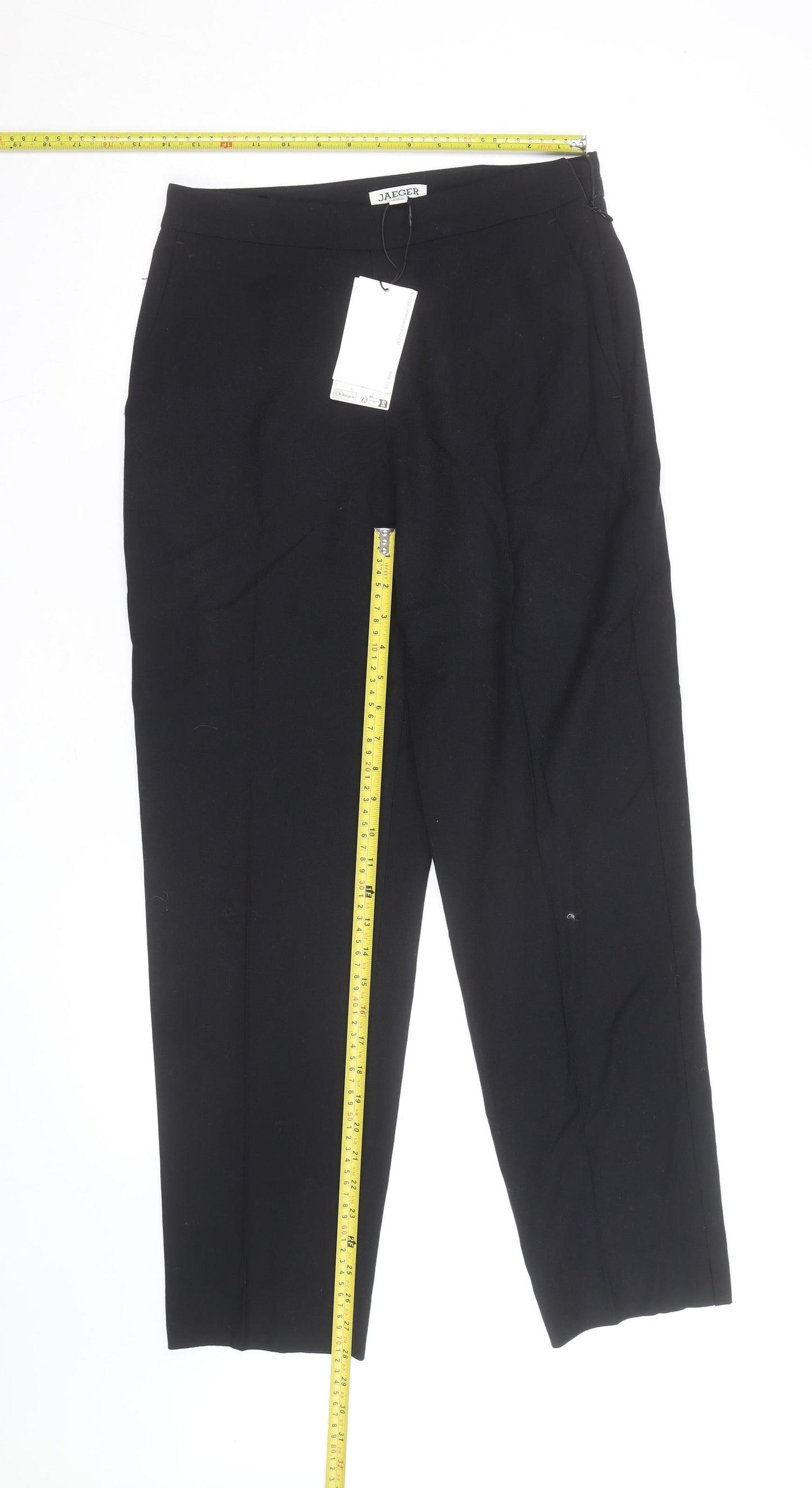 Jaeger Women Black Wool Tapered Dress Trousers Size 8