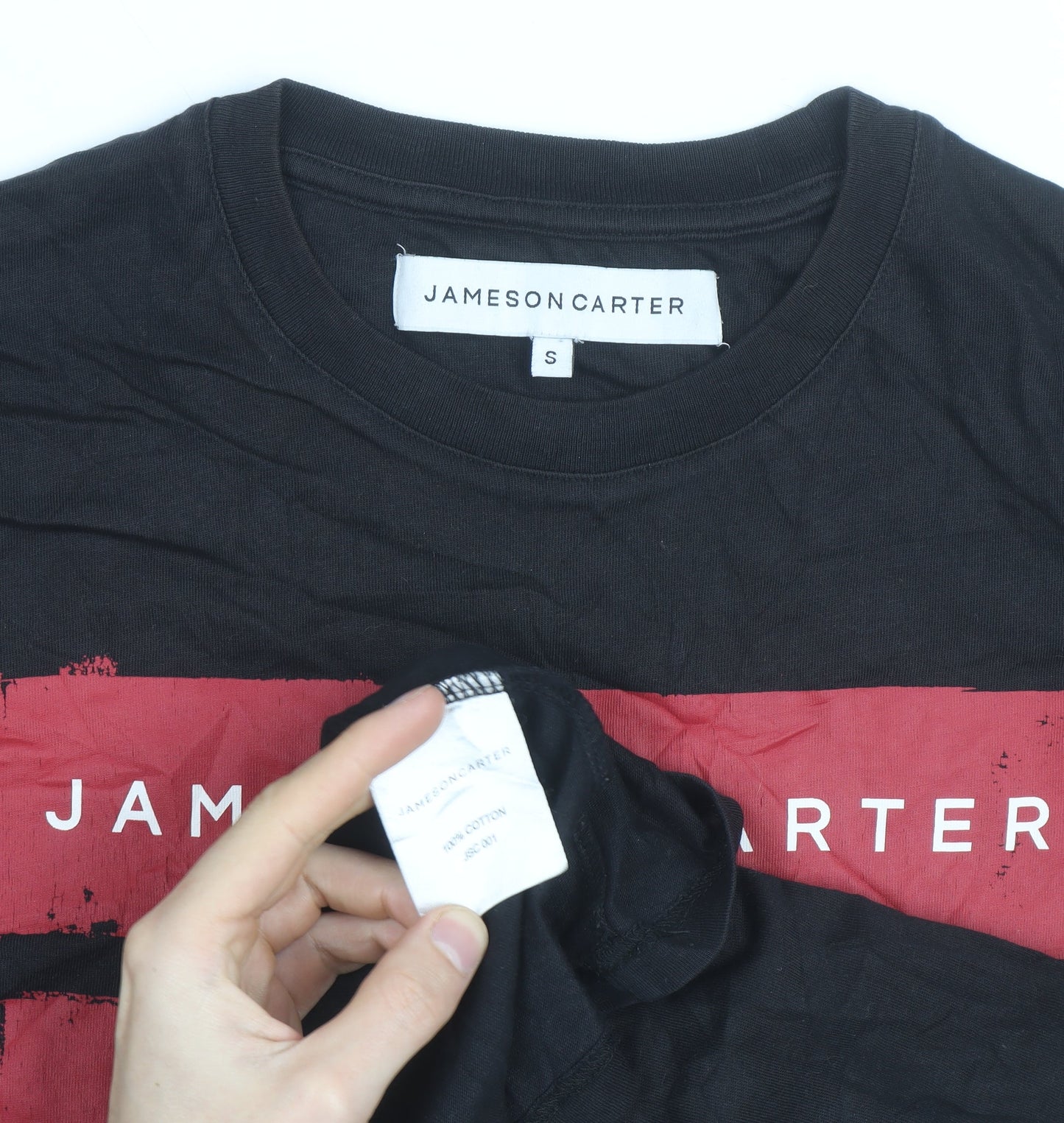 Jameson Carter Men's Black Red Logo Short Sleeve Cotton T-Shirt Size S