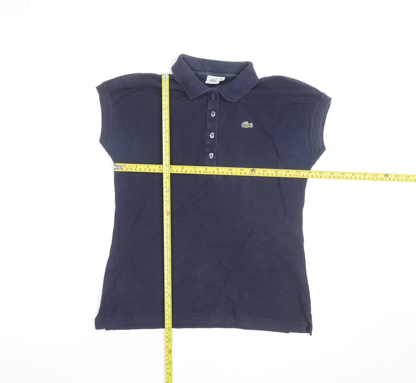 Lacoste Women's Navy Blue Polo Shirt Size 14 Classic Cotton