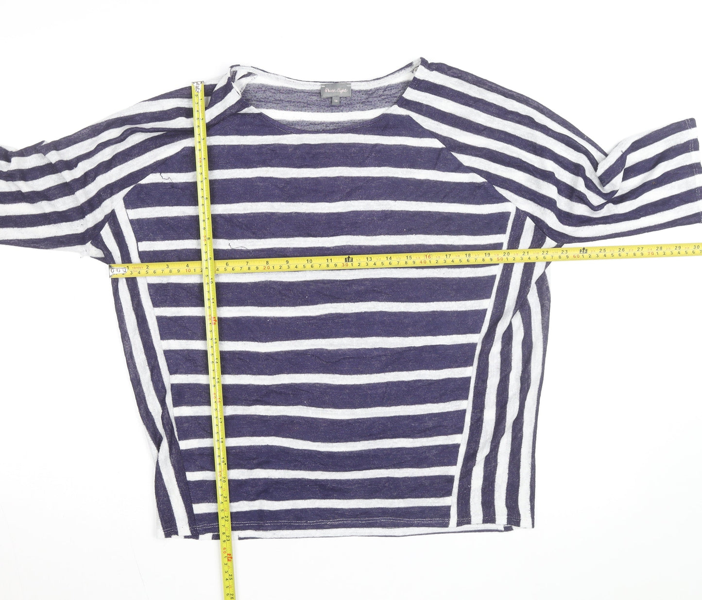 Phase Eight Women's Blue & White Striped 3/4 Sleeve Knit Top Size 14