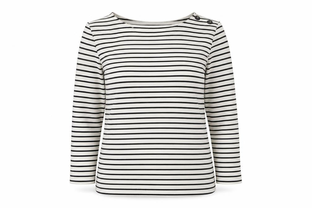 Phase Eight Women’s White Striped Stretch Jersey Top UK 8