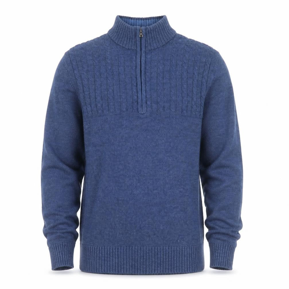 IZOD Men's Blue Cotton Cable-Knit 1/2 Zip Jumper Size M
