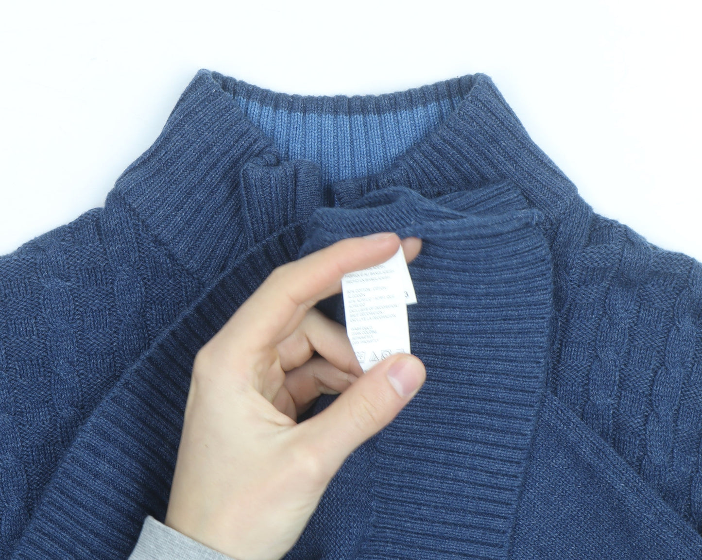IZOD Men's Blue Cotton Cable-Knit 1/2 Zip Jumper Size M