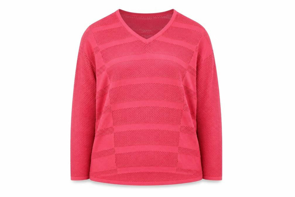 Design History Women's Pink V-Neck Open-Knit Jumper Size L