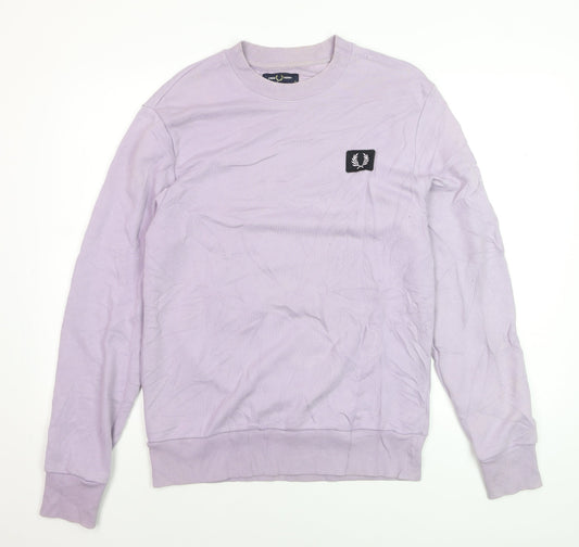 Fred Perry Men's Purple Cotton Crew Neck Sweatshirt M