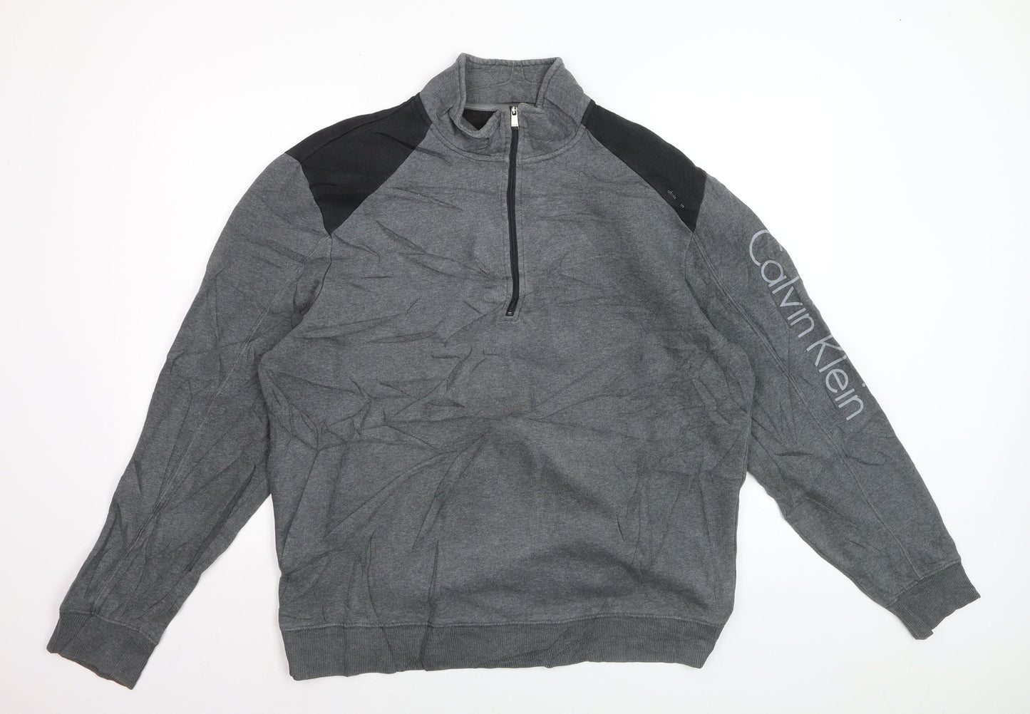 Calvin Klein Men’s Grey XL 1/4 Zip Mock Neck Sweatshirt