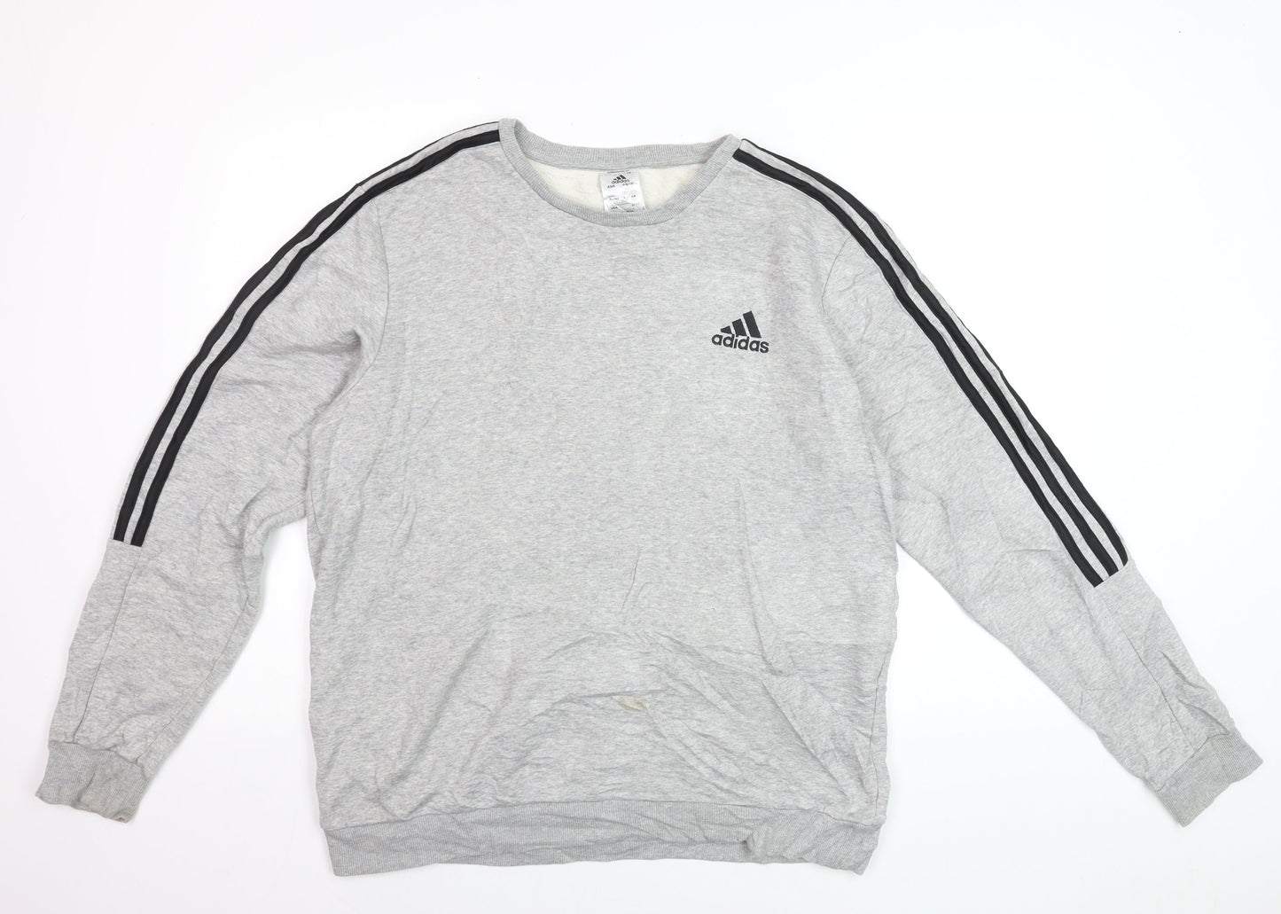 Adidas Men's Grey Crew Neck Sweatshirt 3XL Classic Logo Pullover