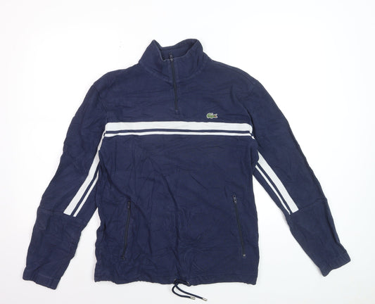 Lacoste Men's Blue Half Zip Cotton Sweatshirt Size S