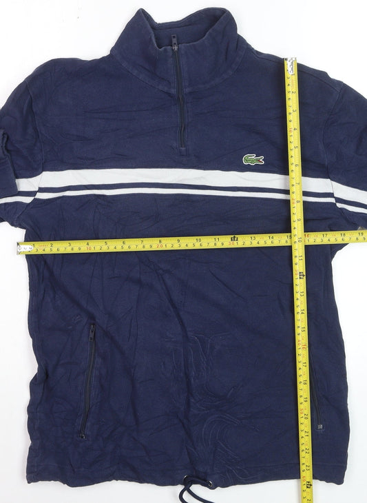 Lacoste Men's Blue Half Zip Cotton Sweatshirt Size S