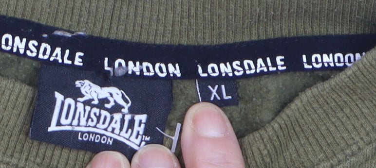 Lonsdale London Men's Khaki Green XL Crew Neck Pullover Sweatshirt
