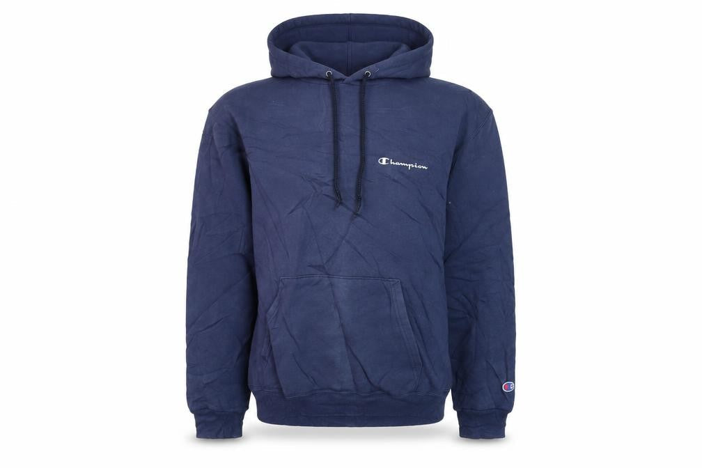 Champion Men's Blue Pullover Hoodie Size L Logo Fleece Sweatshirt