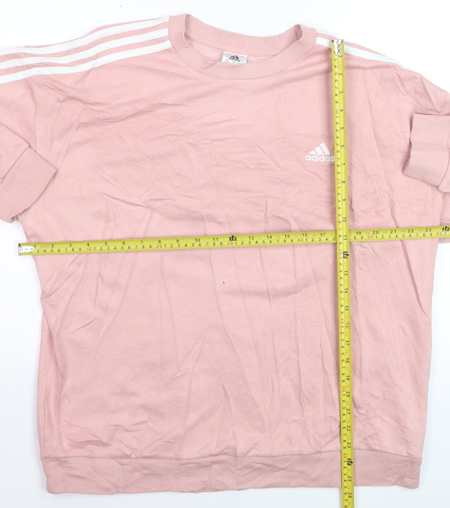 Adidas Women Pink Pullover Sweatshirt L Relaxed Fit Crew Neck