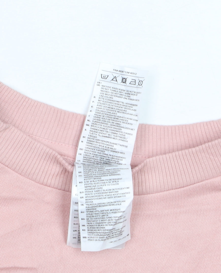 Adidas Women Pink Pullover Sweatshirt L Relaxed Fit Crew Neck