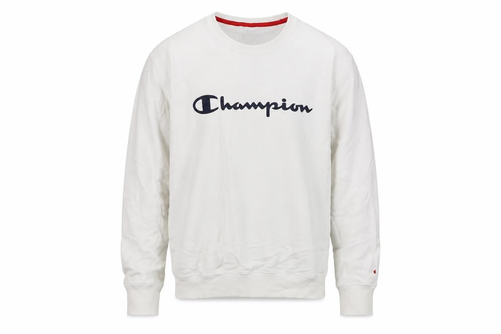 Champion Men's White Medium Crew Neck Pullover Sweatshirt
