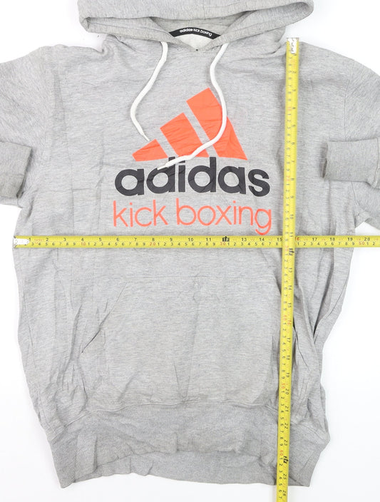 Adidas Men's Grey Pullover Hoodie L Kickboxing Graphic Sports Fleece