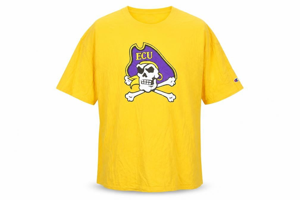 Champion Men's Yellow ECU Pirate Graphic 3XL Cotton T-Shirt