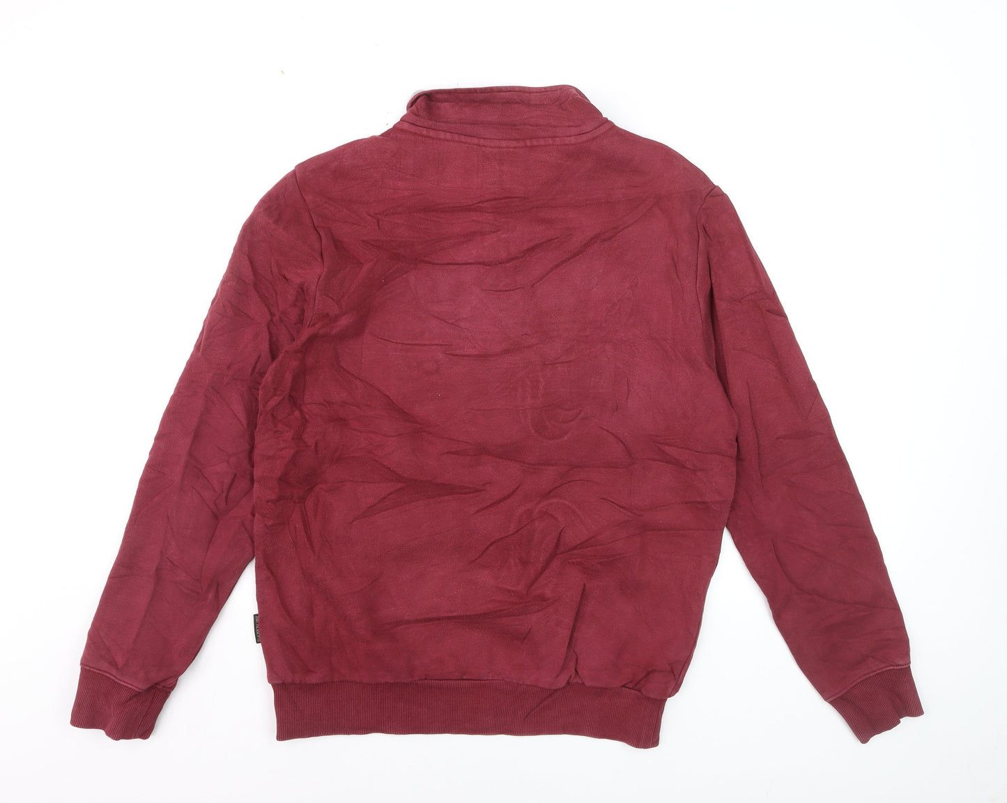 Napapijri Men's Burgundy 1/4 Zip Pullover Sweatshirt Size S