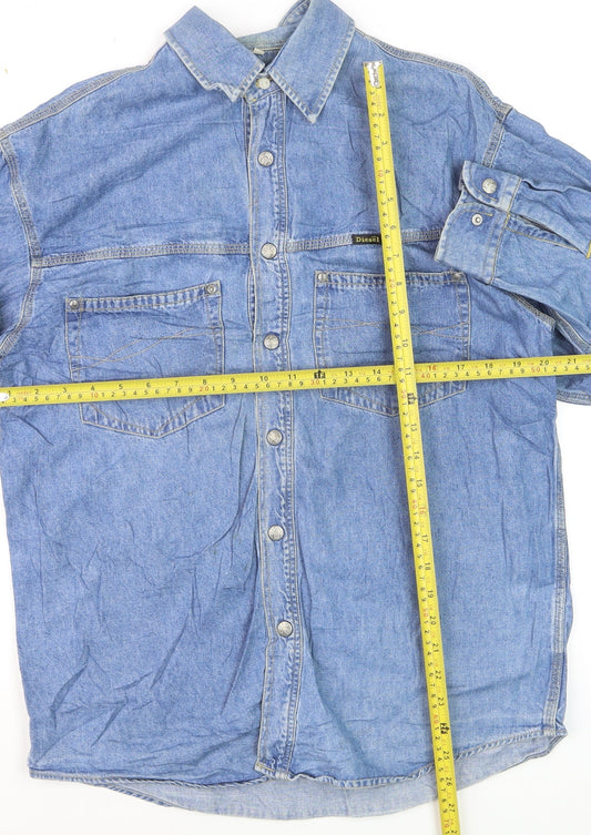 Diesel Mens Blue Denim Regular Fit Long Sleeve Shirt Size M