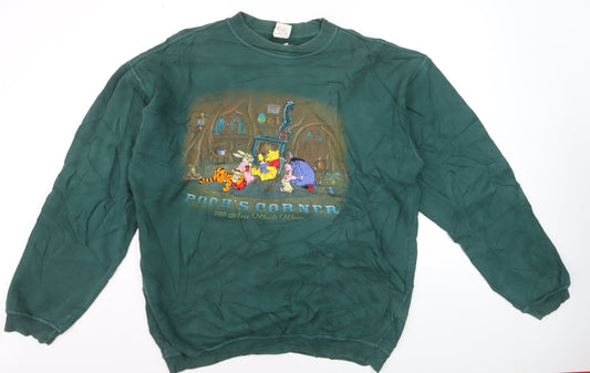 Disney Men's Green Winnie the Pooh Pullover Sweatshirt Size L Vintage