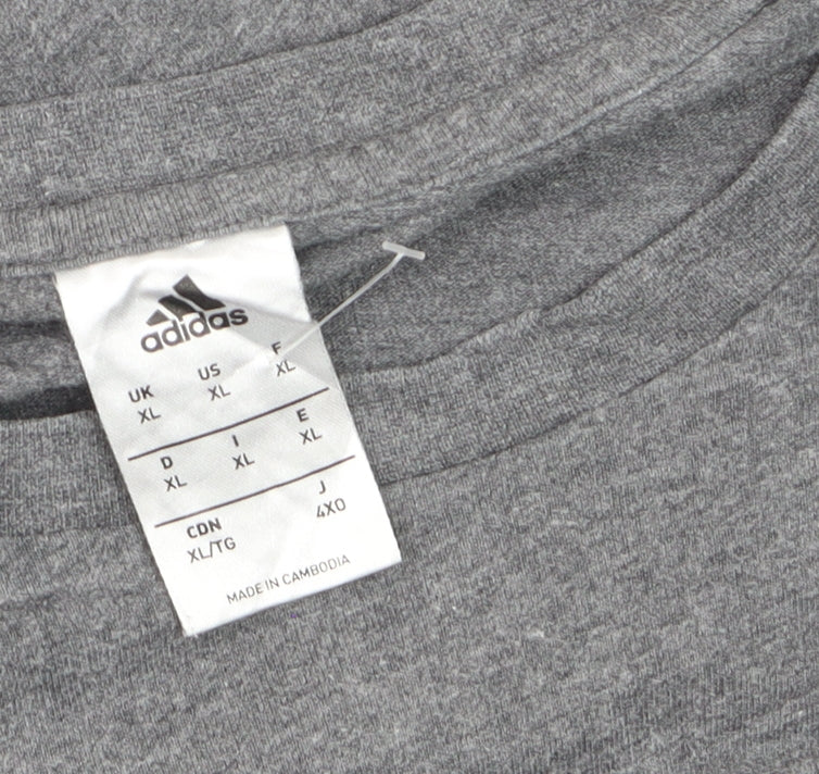 Adidas Men’s Grey XL Crew Neck Short Sleeve Cotton T-Shirt
