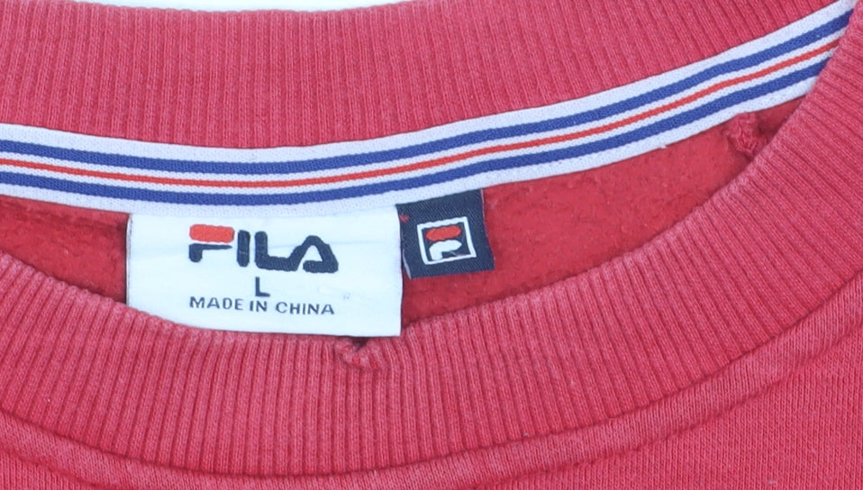 FILA Men's Red Crew Neck Pullover Sweatshirt Size L Regular Fit