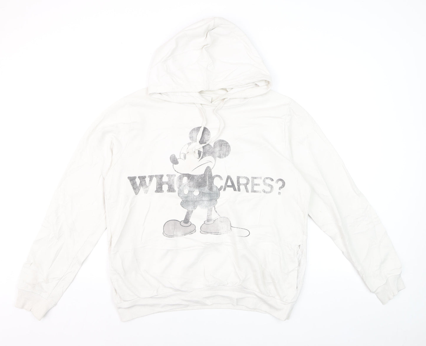 Disney Women White Mickey Mouse Pullover Hoodie XL Graphic Print